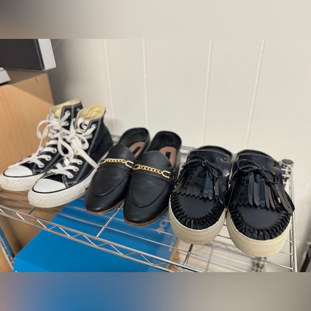 Set of 3 daily essential shoes - converse & Topshop & J/Slides size 6.5-7